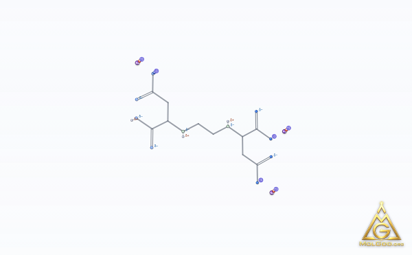 Trisodium Ethylenediamine Disuccinate (CAS 178949-82-1) – modello 3D scheletrico, MolGod Viewer