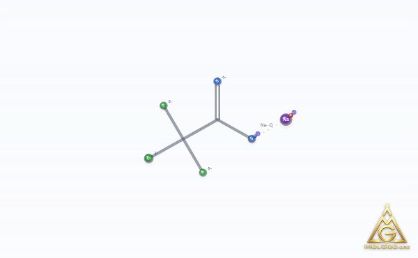 Sodium chlorodifluoroacetate (CAS 1895-39-2) – modèle 3D squelettique, MolGod Viewer