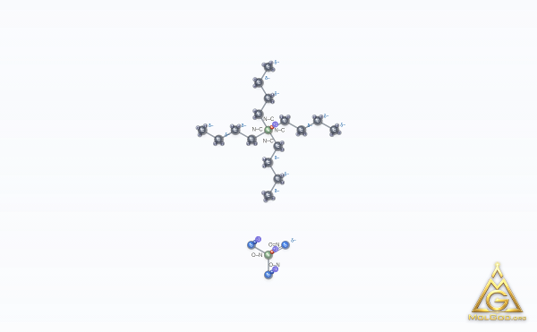 Tetrabutylammonium nitrate (CAS 1941-27-1) – modèle 3D boules et bâtonnets, MolGod Viewer