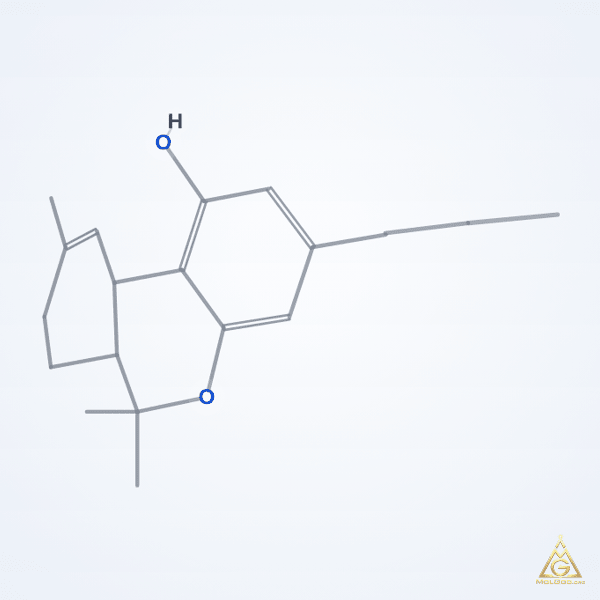 Tetrahydrocannabinol (CAS 1972-08-3) – skeletal 3D model, MolGod Viewer