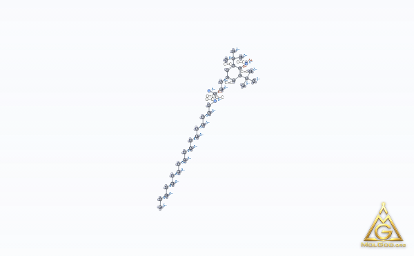 Octadecyl DI-tert-butyl-4-hydroxyhydrocinnamate (CAS 2082-79-3) – modèle 3D boules et bâtonnets, MolGod Viewer