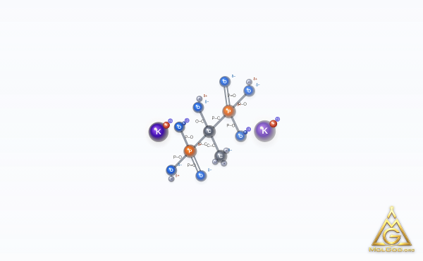 Dipotassium etidronate (CAS 21089-06-5) – structure 2D, MolGod Viewer