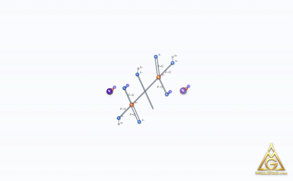 Dipotassium etidronate (CAS 21089-06-5) – modèle 3D squelettique, MolGod Viewer