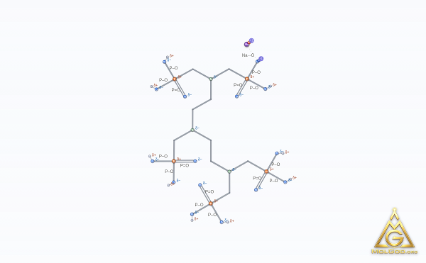 (((phosphonomethyl)imino)bis((ethylenenitrilo)bis(methylene)))tetrakisphosphonic acid, sodium salt (CAS 22042-96-2) – modèle 3D squelettique, MolGod Viewer