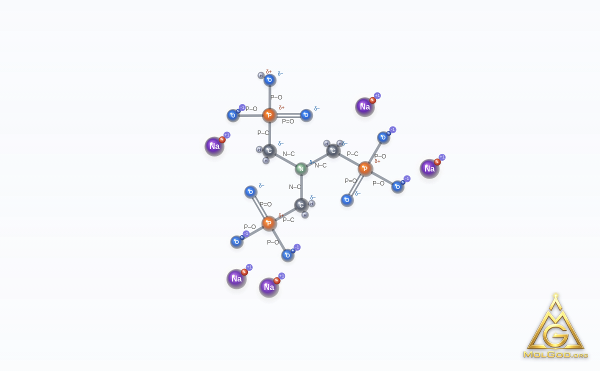 Pentasodium nitrilotris(methylenephosphonate) (CAS 2235-43-0) – structure 2D, MolGod Viewer