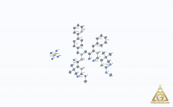 Atazanavir Sulfate (CAS 229975-97-7) – modèle 3D boules et bâtonnets, MolGod Viewer