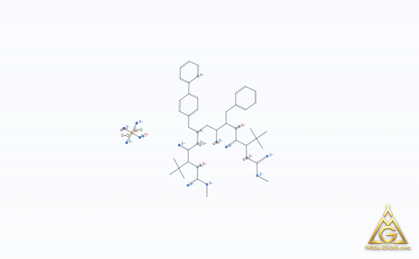 Atazanavir Sulfate (CAS 229975-97-7) – modèle 3D squelettique, MolGod Viewer