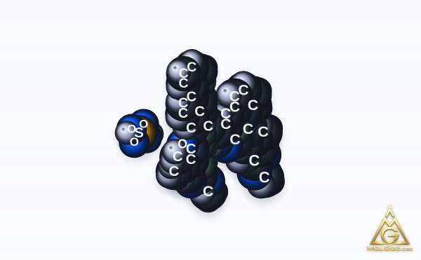 Atazanavir Sulfate (CAS 229975-97-7) – modèle 3D compact (space-filling), MolGod Viewer