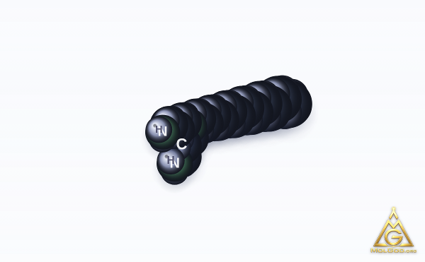 N,N-Bis(3-aminopropyl)dodecylamine (CAS 2372-82-9) – modèle 3D compact (space-filling), MolGod Viewer