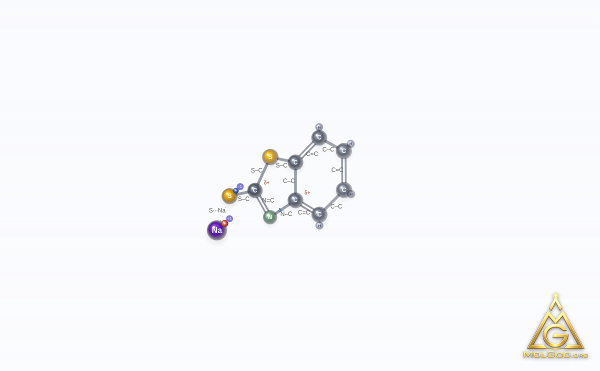 Sodium 2-mercaptobenzothiazole (CAS 2492-26-4) – structure 2D, MolGod Viewer