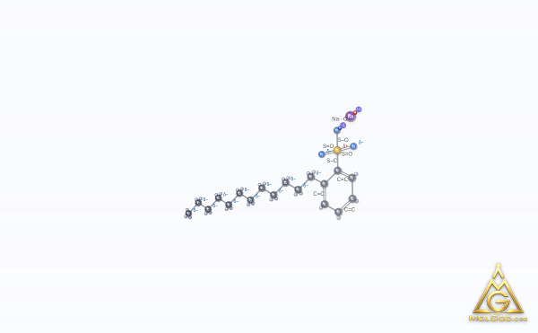 Sodium Dodecylbenzenesulfonate (CAS 25155-30-0) – structure 2D, MolGod Viewer
