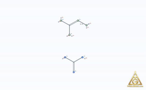 Aminoguanidine bicarbonate (CAS 2582-30-1) – modello 3D scheletrico, MolGod Viewer