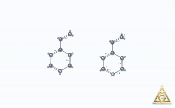 4-Vinylpyridine styrene (CAS 26222-40-2) – structure 2D, MolGod Viewer