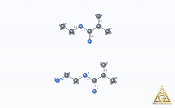 Hydroxyethyl methacrylate-ethyl methacrylate (CAS 26335-61-5) – modèle 3D boules et bâtonnets, MolGod Viewer