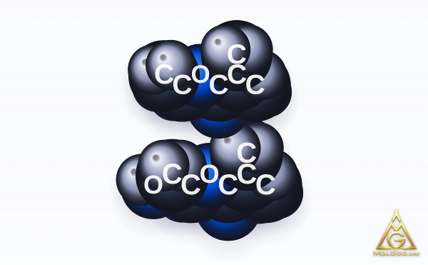 Hydroxyethyl methacrylate-ethyl methacrylate (CAS 26335-61-5) – modèle 3D compact (space-filling), MolGod Viewer
