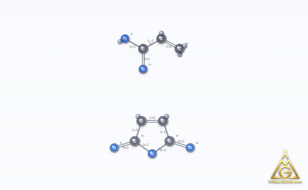Acrylic acid, polymer with maleic anhydride (CAS 26677-99-6) – modello 3D a sfere e bastoncini, MolGod Viewer