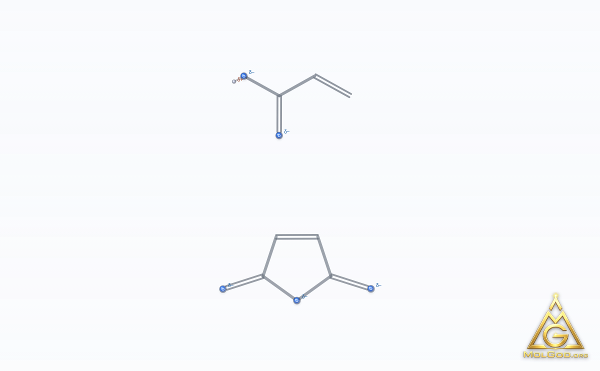 Acrylic acid, polymer with maleic anhydride (CAS 26677-99-6) – modello 3D scheletrico, MolGod Viewer