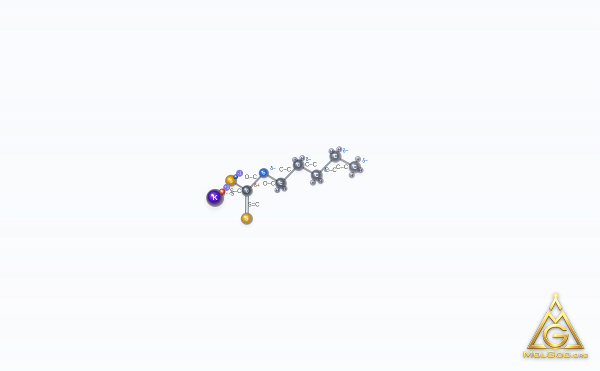 Potassium pentylxanthate (CAS 2720-73-2) – structure 2D, MolGod Viewer