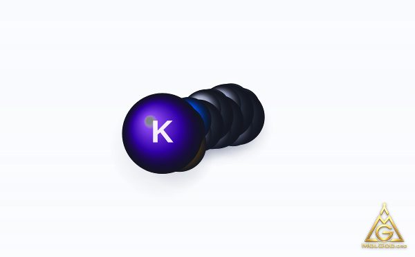Potassium pentylxanthate (CAS 2720-73-2) – modèle 3D compact (space-filling), MolGod Viewer