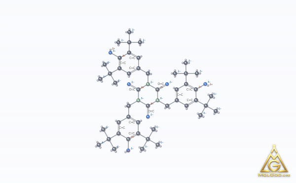Tris(3,5-di-tert-butyl-4-hydroxybenzyl) isocyanurate (CAS 27676-62-6) – structure 2D, MolGod Viewer
