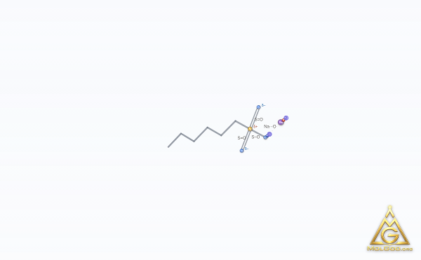 Sodium hexanesulfonate (CAS 2832-45-3) – model szkieletowy 3D, MolGod Viewer