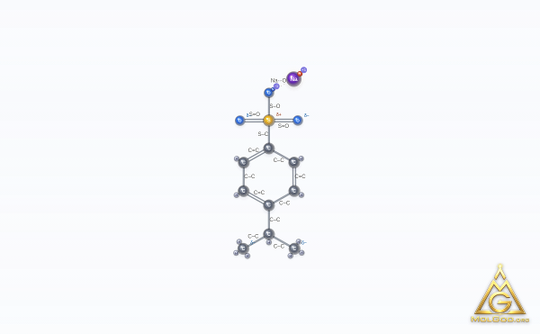 Sodium p-cumenesulfonate (CAS 28348-53-0) – structure 2D, MolGod Viewer