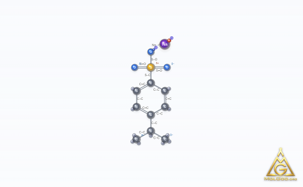 Sodium p-cumenesulfonate (CAS 28348-53-0) – modèle 3D boules et bâtonnets, MolGod Viewer