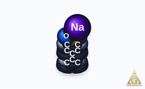Sodium p-cumenesulfonate (CAS 28348-53-0) – modèle 3D compact (space-filling), MolGod Viewer
