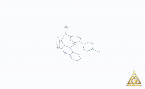 Bromadiolone (CAS 28772-56-7) – skeletal 3D model, MolGod Viewer