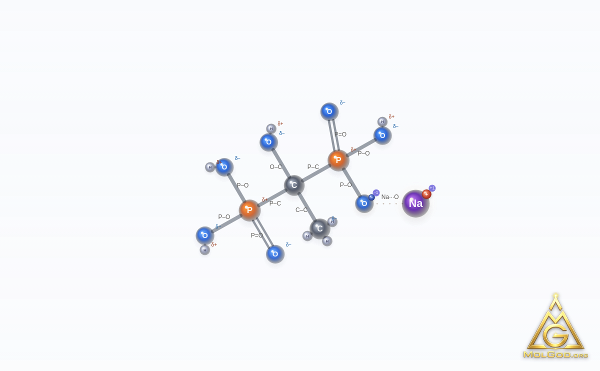 Monosodium etidronate (CAS 29329-71-3) – 2D-structuur, MolGod Viewer