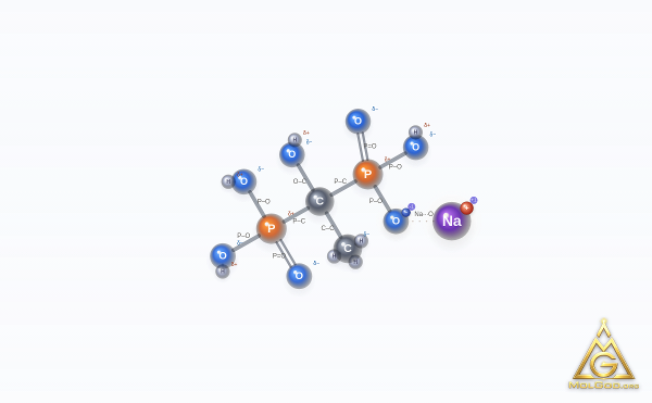 Monosodium etidronate (CAS 29329-71-3) – 3D-bal-en-stokmodel, MolGod Viewer