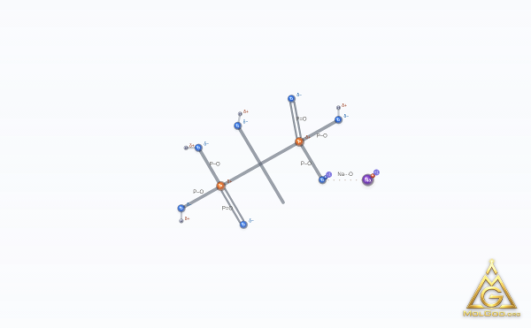 Monosodium etidronate (CAS 29329-71-3) – 3D-skeletmodel, MolGod Viewer