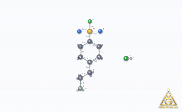 4-(2-Aminoethyl)benzenesulfonyl fluoride hydrochloride (CAS 30827-99-7) – model kulkowo-pręcikowy 3D, MolGod Viewer