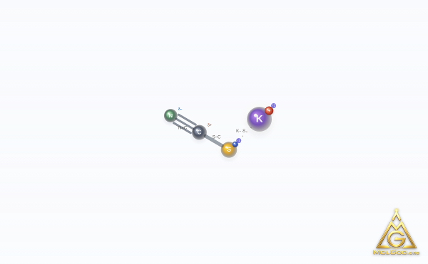 Potassium thiocyanate (CAS 333-20-0) – modèle 3D squelettique, MolGod Viewer