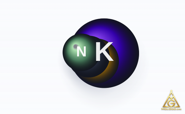 Potassium thiocyanate (CAS 333-20-0) – modèle 3D compact (space-filling), MolGod Viewer