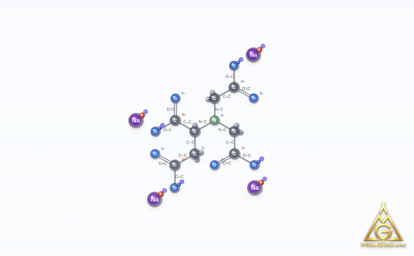 Tetrasodium dicarboxymethyl aspartate (CAS 34612-80-1) – 3D球棍模型, MolGod Viewer