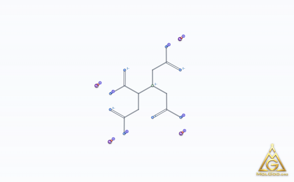 Tetrasodium dicarboxymethyl aspartate (CAS 34612-80-1) – 3D骨架模型, MolGod Viewer