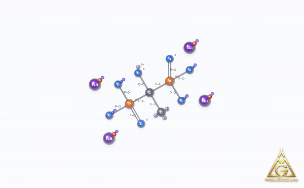 Tetrasodium Etidronate (CAS 3794-83-0) – structure 2D, MolGod Viewer