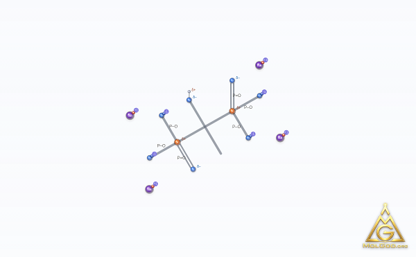 Tetrasodium Etidronate (CAS 3794-83-0) – modèle 3D squelettique, MolGod Viewer