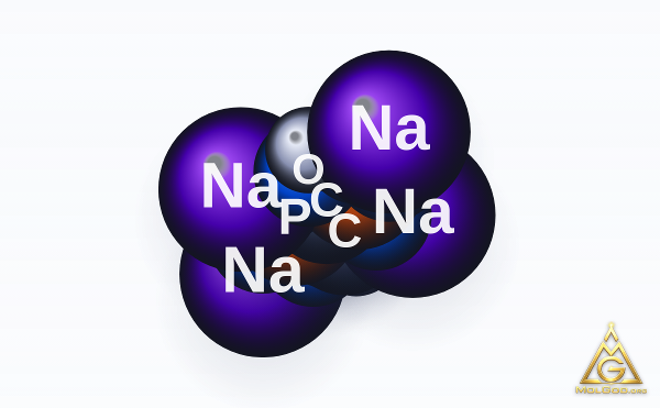 Tetrasodium Etidronate (CAS 3794-83-0) – modèle 3D compact (space-filling), MolGod Viewer