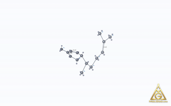 (-)-Zingiberene (CAS 495-60-3) – 2D structure, MolGod Viewer