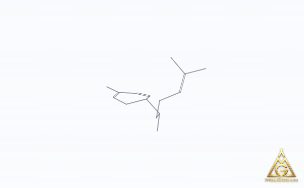 (-)-Zingiberene (CAS 495-60-3) – skeletal 3D model, MolGod Viewer