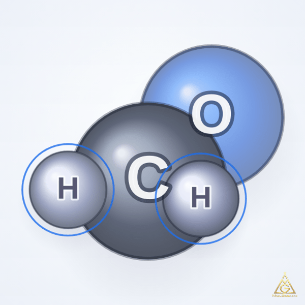 Formaldehyde (CAS 50-00-0) – ball-and-stick 3D model, MolGod Viewer