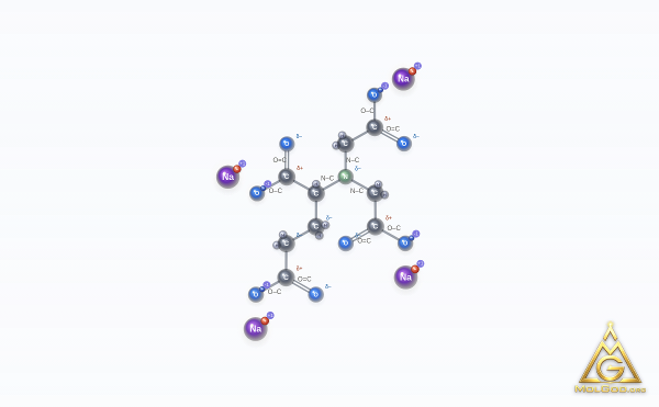 Tetrasodium Glutamate Diacetate (CAS 51981-21-6) – modèle 3D boules et bâtonnets, MolGod Viewer