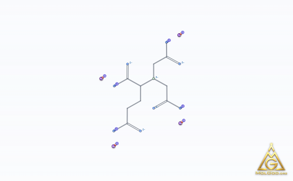 Tetrasodium Glutamate Diacetate (CAS 51981-21-6) – modèle 3D squelettique, MolGod Viewer
