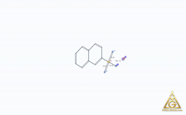 Sodium 2-naphthalenesulfonate (CAS 532-02-5) – modèle 3D squelettique, MolGod Viewer