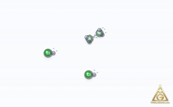 Hydrazine, dihydrochloride (CAS 5341-61-7) – 3D球棍模型, MolGod Viewer