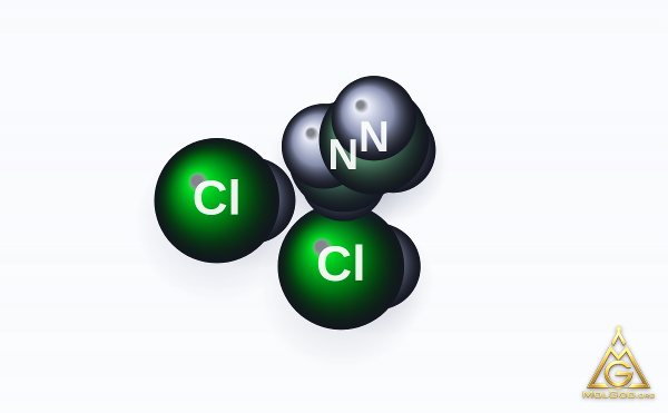 Hydrazine, dihydrochloride (CAS 5341-61-7) – 3D空间填充模型, MolGod Viewer