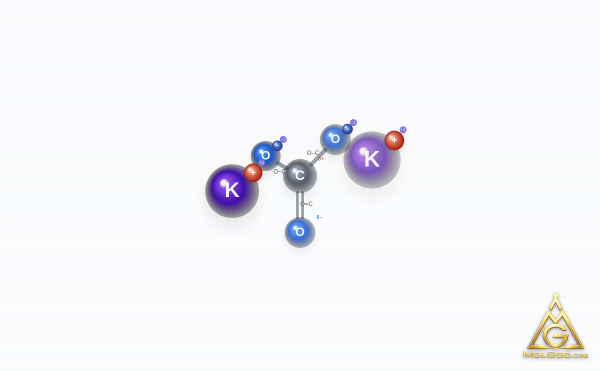 Potassium Carbonate (CAS 584-08-7) – ball-and-stick 3D model, MolGod Viewer