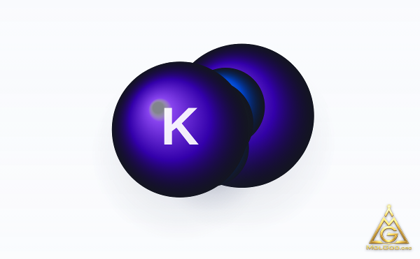 Potassium Carbonate (CAS 584-08-7) – space-filling 3D model, MolGod Viewer